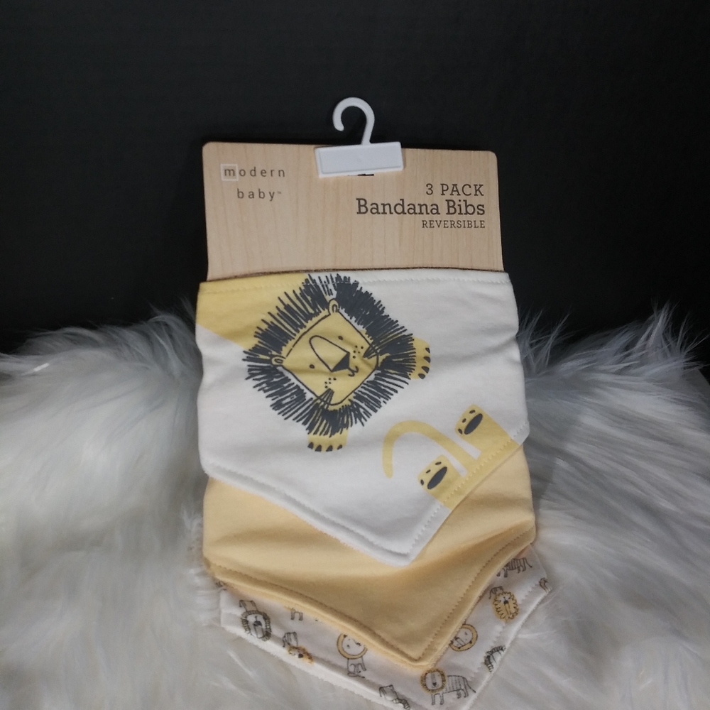 Modern Baby 3 Pack Bandana Bibs Reversible Set